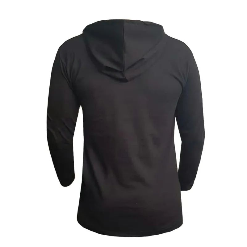 تیشرت آستین بلند مردانه طرح CK مدل S4647 کلاه دار نخی اعلا مشکی سایز L XL 2XL