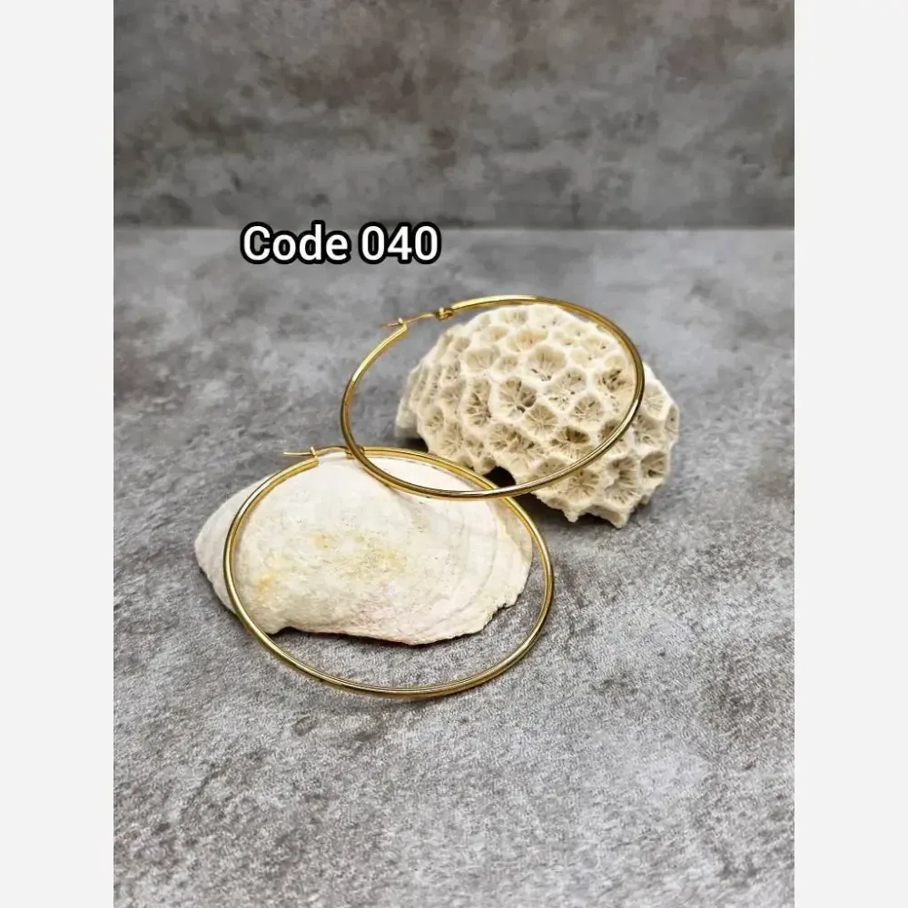 گوشواره حلقه ای مینیمال استیل رنگ طلایی