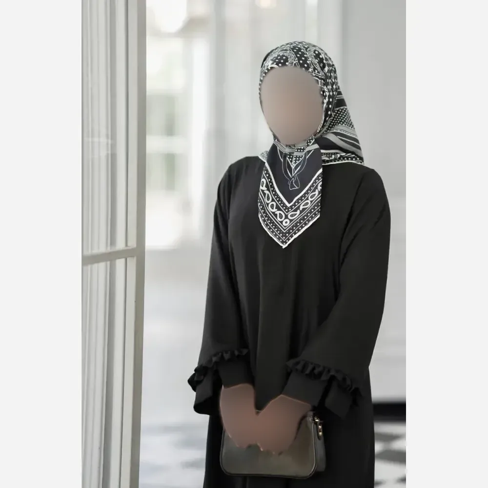 عبا استین چیندار شانتون فری سایز زنانه کرم سبز ابی دودی قد 138 تا 140