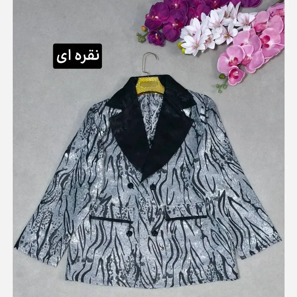 کت تک مریلا جنس ژاکارد مجلسی رنگ طلایی نقره ای خاکی فری سایز تا 46