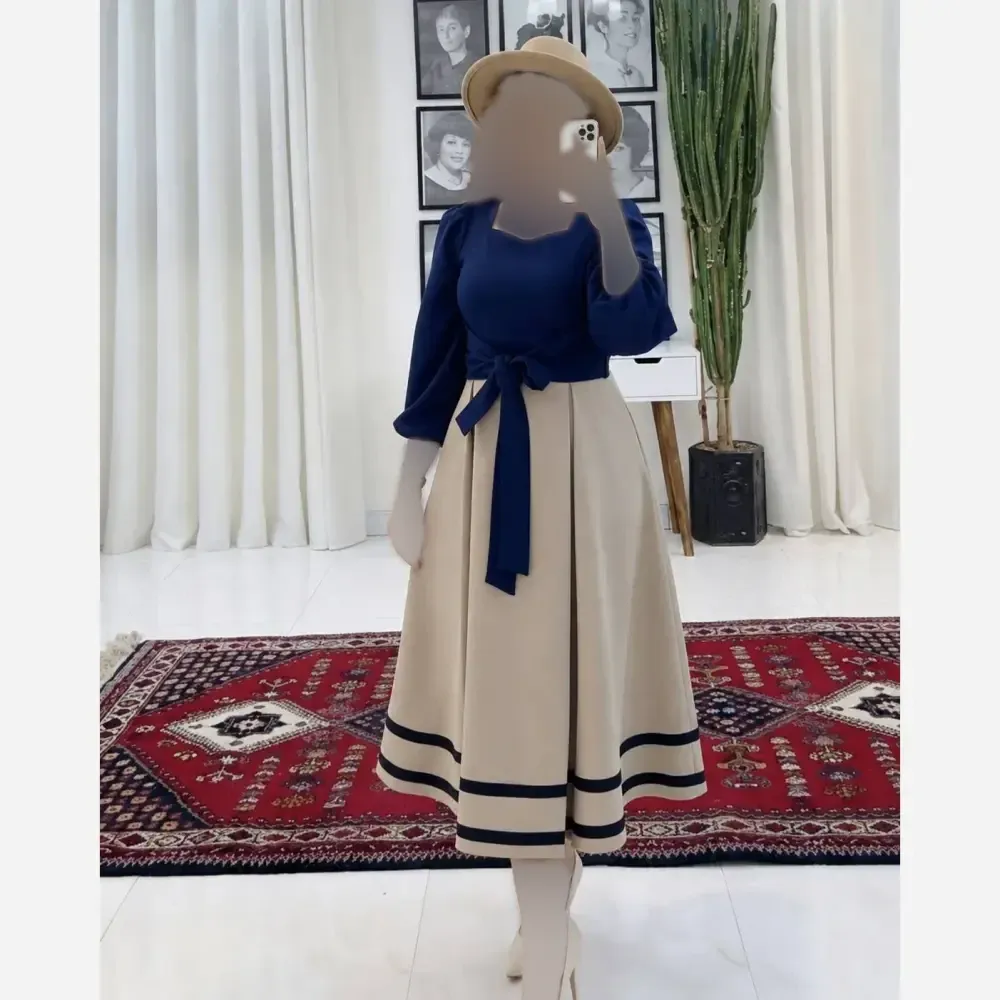 پیراهن مازراتی زنانه مدل رویا فری سایز کمربنددار رنگی
