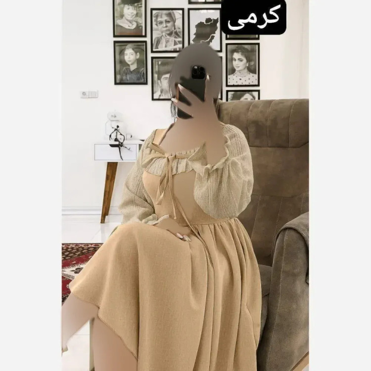 پیراهن زنانه ترانه جنس شانتون و مراکشی فری سایز تا 46 کمربند دار