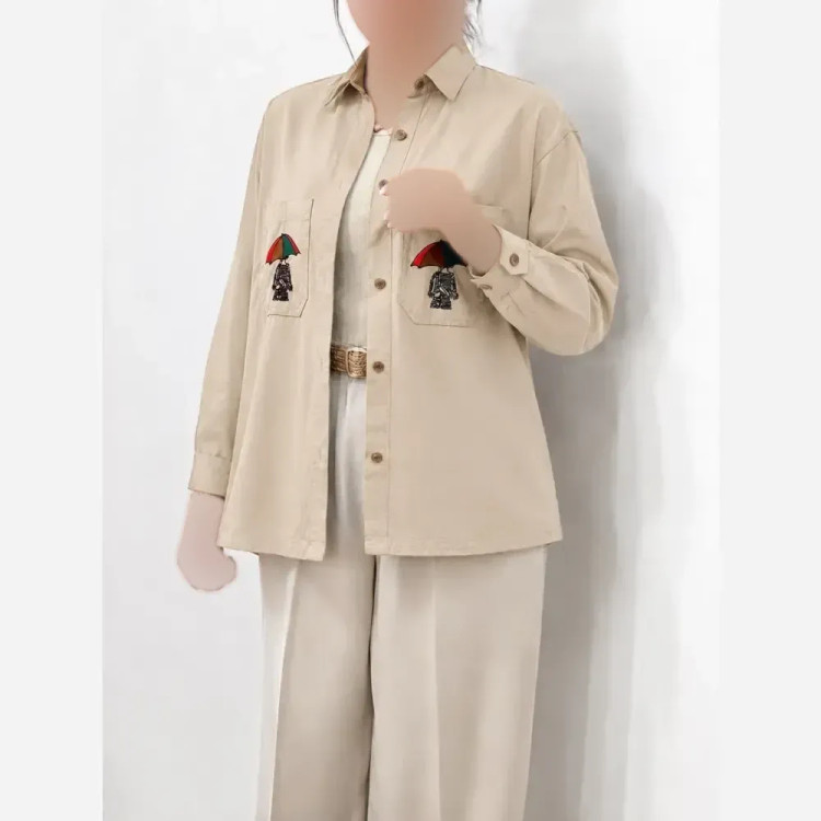 مانتو کتان پاییزه زنانه گلدوزی شده گرم بالا قد 79 رنگ بندی متنوع سایز L XL