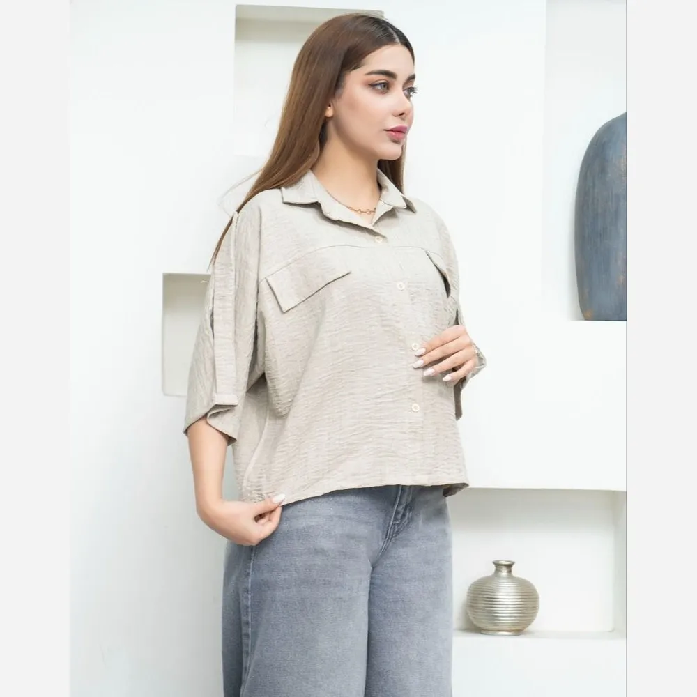 شومیز باکسی زنانه و نوجوان آستین سه ربع جنس صوفیا آبشاری