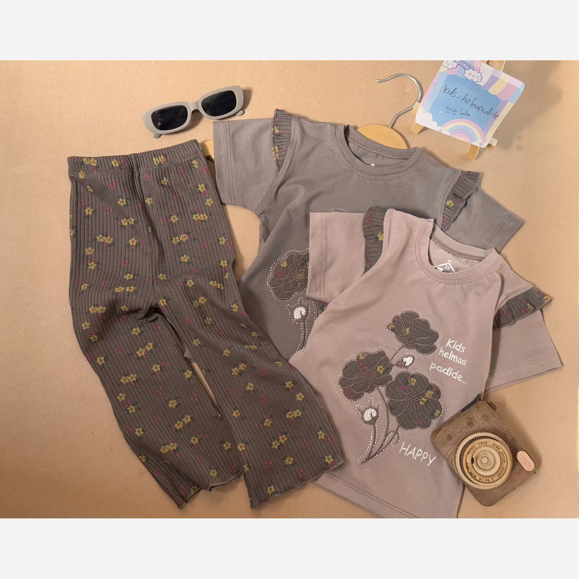 بلوز و شلوار راحتی کبریتی دخترانه طرح گل