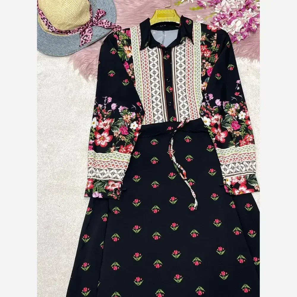 پیراهن ساحلی لاله فلور نخ زنانه فری سایز سورمه ای مشکی قرمز مشکی صورتی