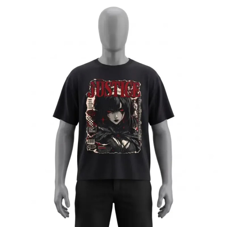 تیشرت مشکی طرح عدالت پارچه ماکان